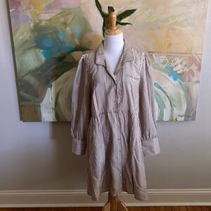 Tuckernuck Brown & White Striped Button-Front Mini Dress